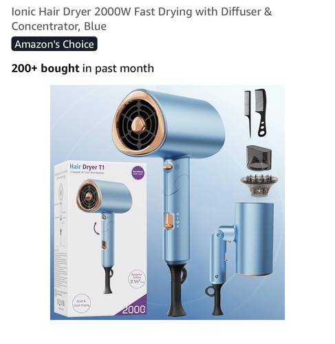 Ionic hair dryer 2000w - hair, fast