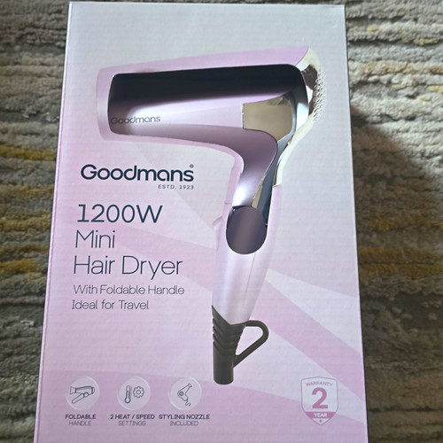 Goodmans 1200w mini hair dryer - goodmans,